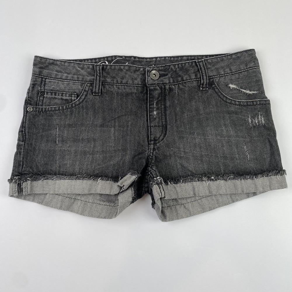 Vans Loose Fit Denim Jean Shorts Juniors 5 (31x3) Gray Cutoff Cuffed Distressed